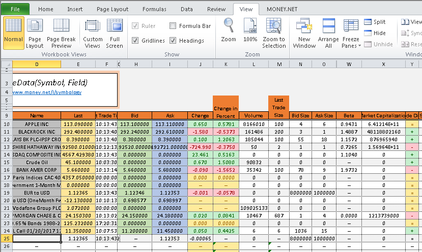 Money net Excel add on