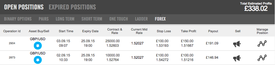 Empire Option forex trading open positions