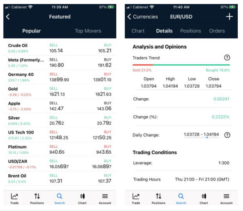 aplicativos móveis da Markets-com