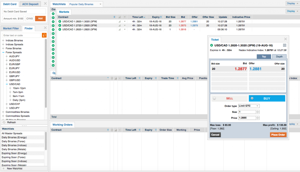 Nadex call spreads